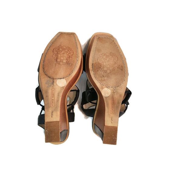 Vince Camuto Niskera Blue Open Toe Leather Slingback Wedge Sandal 7 - Picture 5 of 5